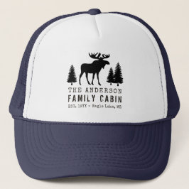 FamiljeCabin Rustic Moose Gräs Träd Silhouette Keps
