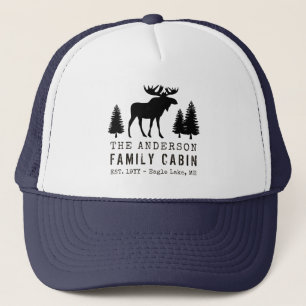 FamiljeCabin Rustic Moose Gräs Träd Silhouette Keps