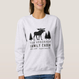 FamiljeCabin Rustic Moose Gräs Träd Silhouette T Shirt