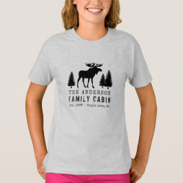FamiljeCabin Rustic Moose Gräs Träd Silhouette T Shirt