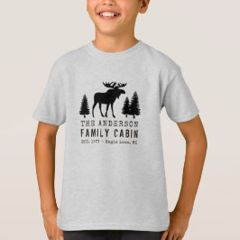 FamiljeCabin Rustic Moose Gräs Träd Silhouette T Shirt
