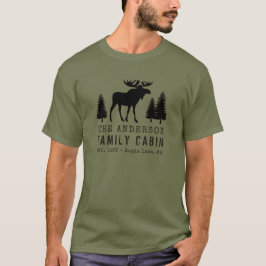 FamiljeCabin Rustic Silhouette Moose Gräs Träd T Shirt