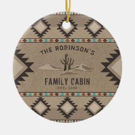 FamiljeCabin Rustic Southwest Native Tribal Cactus Julgransprydnad Keramik