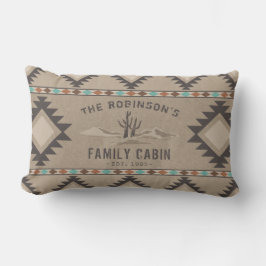 FamiljeCabin Rustic Southwest Native Tribal Cactus Lumbarkudde