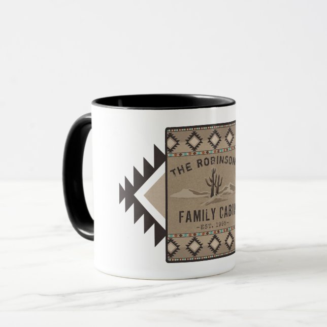 FamiljeCabin Rustic Southwest Native Tribal Cactus Mugg (Framsida vänster)