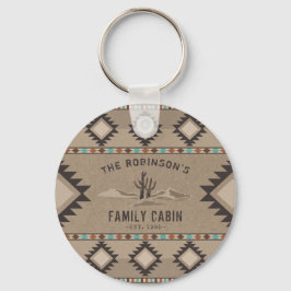 FamiljeCabin Rustic Southwest Native Tribal Cactus Nyckelring