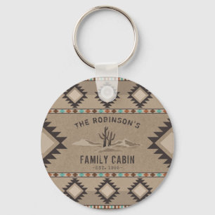 FamiljeCabin Rustic Southwest Native Tribal Cactus Nyckelring