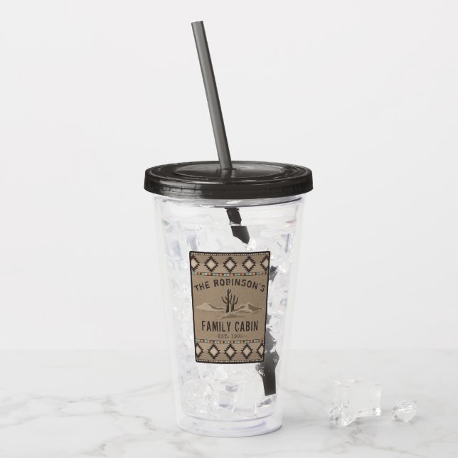 FamiljeCabin Rustic Southwest Native Tribal Cactus Take Away Mugg (Framsida Ice)
