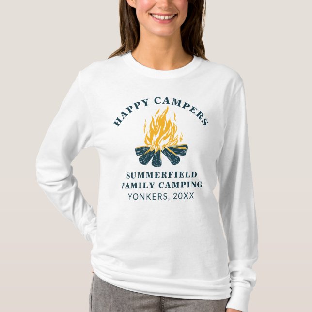 FamiljeCamping Resa Matching Lycklig Campers Mamma T Shirt (Framsida)