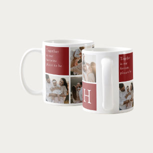 Familjecitat 8 Fotokollage Röd Burgunder Kaffemugg