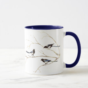 Familjecitat med Watercolor Magpie Bird Family Mugg