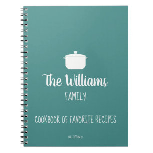Familjecookbook med favoritrecept blått anteckningsbok med spiral