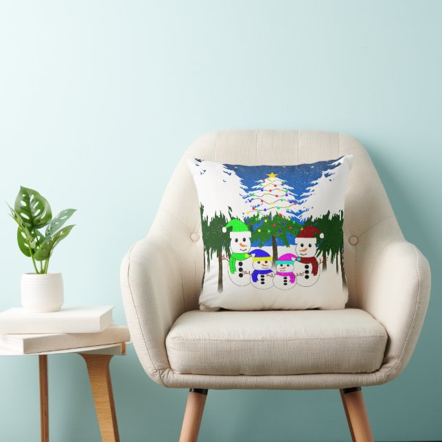 FamiljeCushion i Snögubbe, jul Kudde (Stol)