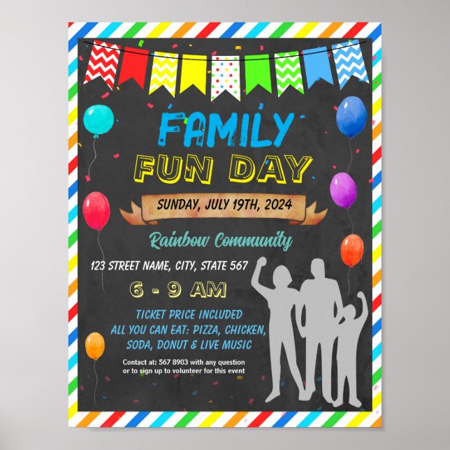 Familjedag i skolmallen Roligt Day Poster (Framsidan)