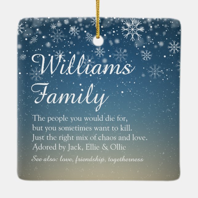 Familjedefinition för god jul Elegant Helgdag Julgransprydnad Keramik (Baksida)