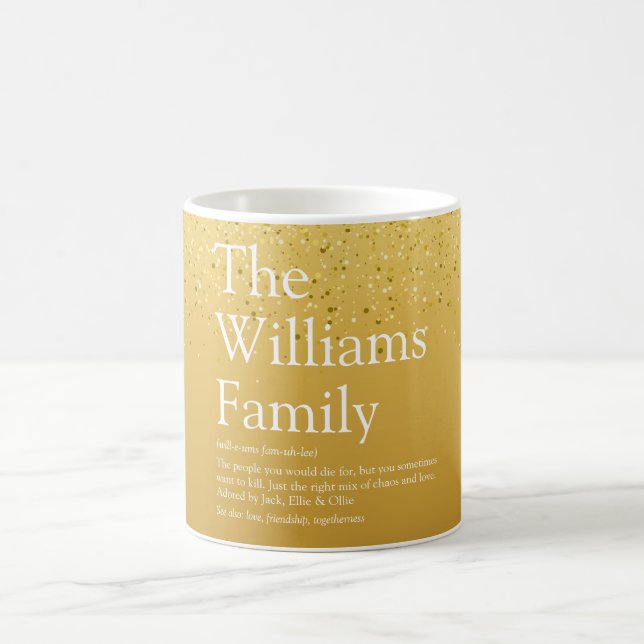 Familjedefinition Guld Glitter Modern Rolig Glam Kaffemugg (Center)