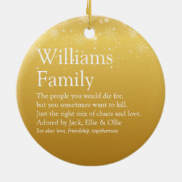 Familjedefinition Guld jul Snöflingor Julgransprydnad Keramik