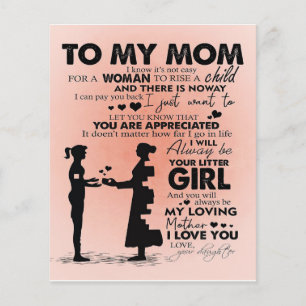 FamiljeDekoration Brev till min Mamma-design Flygblad