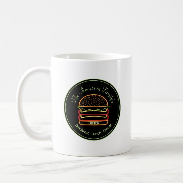 Familjediner Cheeseburger Kaffe Mugg Kop (Vänster)