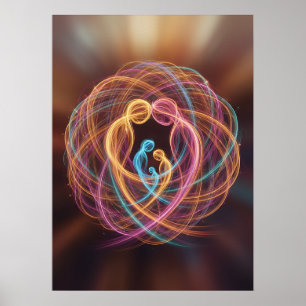 Familjeenhet i abstrakt poster
