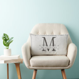 Familjeetablerad Monogram Vintage Elegant Linen Lumbarkudde