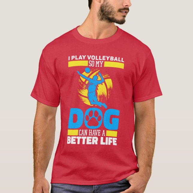 Familjefacket Volleyball Hund T Shirt (Framsida)