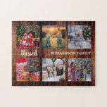 Familjefäkringsfamiljen namn rustic pussel<br><div class="desc">Familj namn,  anpassningsbarnas fotosamlingspusselDu kan anpassa den och lägga till de vackraste bilderna,  familjens namn och texten. Underbar roligt!</div>