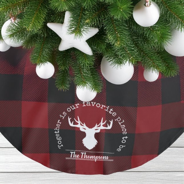 Familjefård i Namn Red och Black Buffalo Play Julgransmatta Borstad Polyester (Skapare uppladdad)