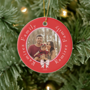 Familjefärgade Bow-fotoår Ornament