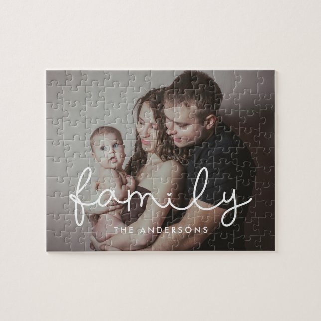 Familjefärgade visuella manusfamiljen bild pussel (Horisontell)