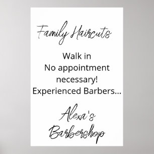 Familjefärgklipp Walk i Barbershop Salon Poster