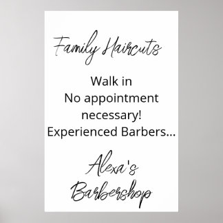 Familjefärgklipp Walk i Barbershop Salon Poster