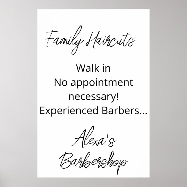 Familjefärgklipp Walk i Barbershop Salon Poster (Framsidan)
