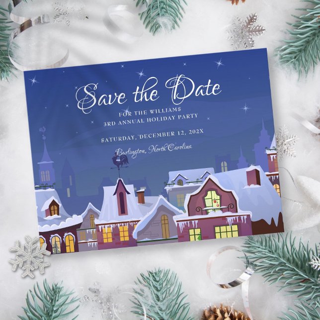 Familjefest Spara datum jul vinter Meddelande Vykort (Family Party Save the Date Christmas Winter Announcement Postcard)