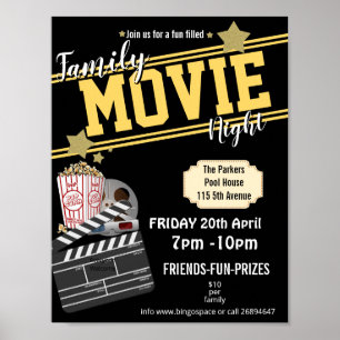 Familjefilmkväll, filmnattens PTA-händelse i party Poster