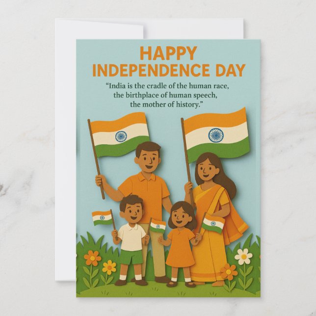 Familjefirande av Indiens Independence day-kort (Framsida)