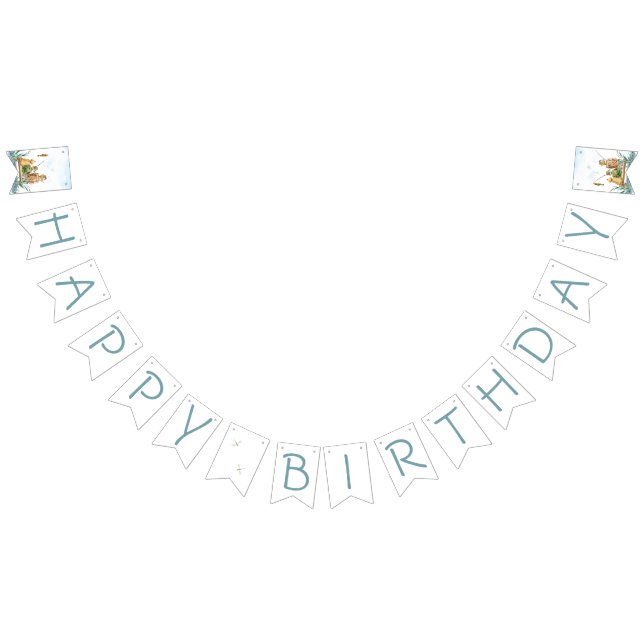 Familjefiske i resa: En pojkes första födelsedag Vimplar (Alla)