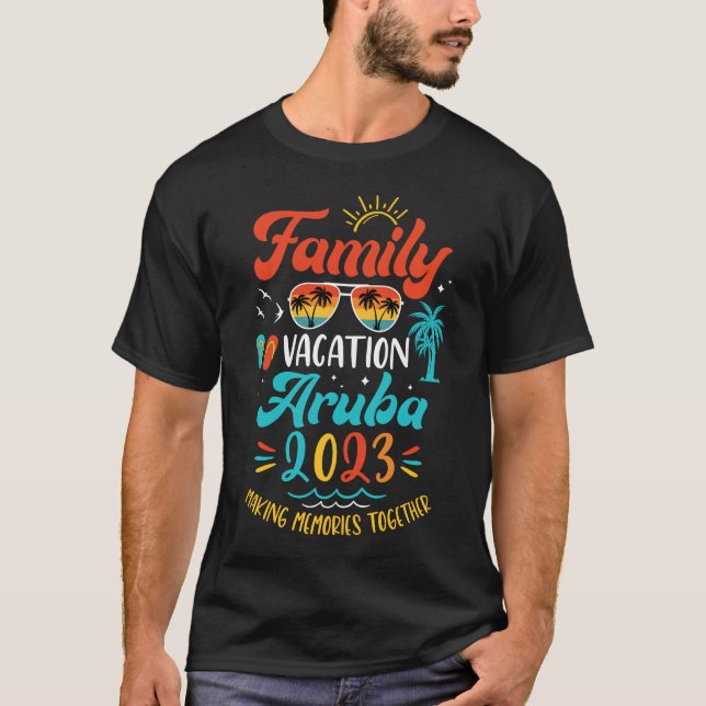 Familjeflykt 2023 Aruba Matching Summer Vacatio T Shirt (Framsida)