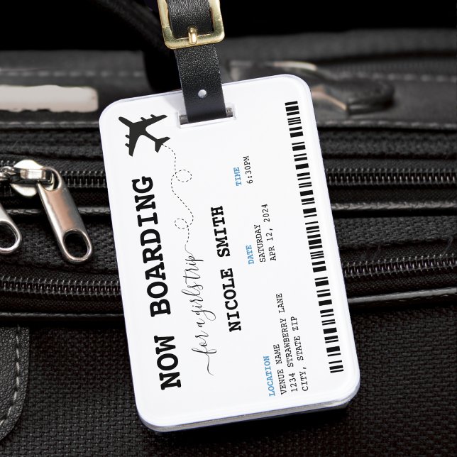 Familjeflykt för boardPass Girls Resa Bagagebricka (Boarding Pass Girls Trip Family Vacation Luggage Tag)