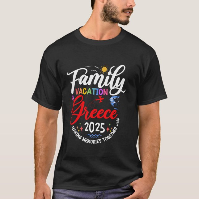 Familjeflykt Grekland 2025 som matchar Europa Vaca T Shirt (Framsida)