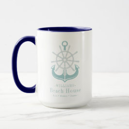 Familjeföretaget Namn Beach House Nautical Anchor Mugg