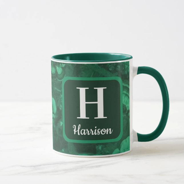 Familjeförsta monogram grön marmorerad ädelsten mugg (Höger)
