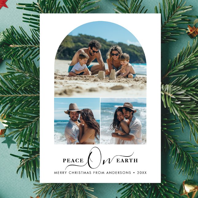 Familjefotfred på jorden Jul - Roligten Beach Phot Julkort (Skapare uppladdad)