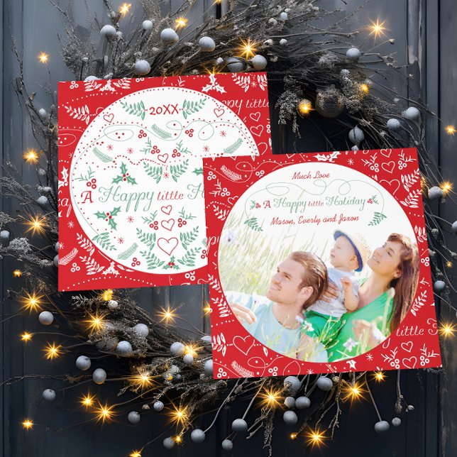 Familjefoto A Lycklig lilla Helgdag Red Julkort (Skapare uppladdad)