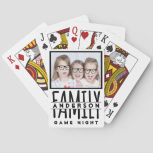 Familjefoto Anpassat namn Modern Vit spelnatt Kortlek