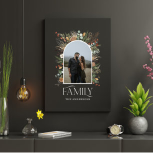 Familjefoto båge akvarell botanisk elegant canvastryck