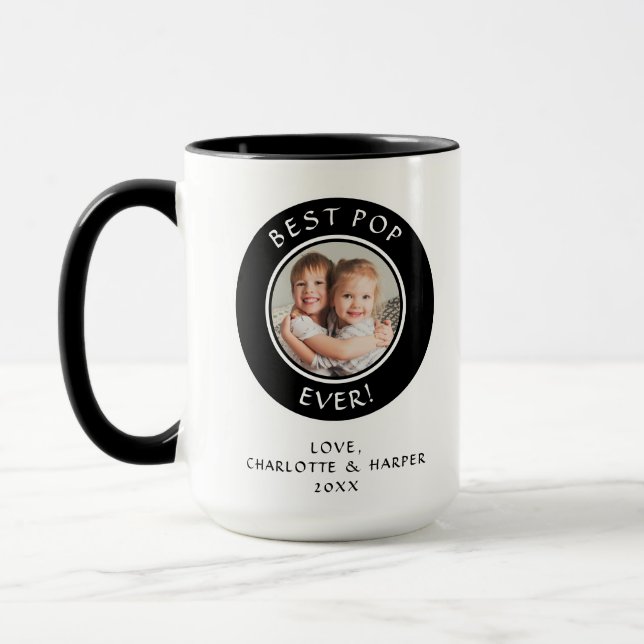Familjefoto Bästa pop någonsin Modernt kul pappa-m Mugg (Vänster)