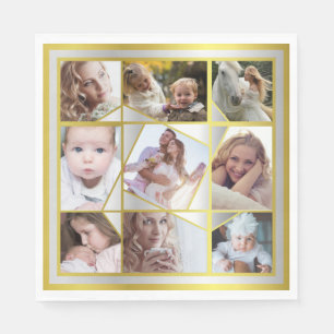 Familjefoto Collage 9 Instagram Bild Guld Silver Pappersservett