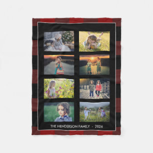 Familjefoto collage buffel plaid personlig fleecefilt