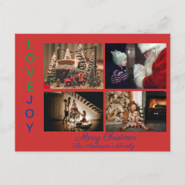 Familjefoto Collage Fyra foton God Jul P Vykort